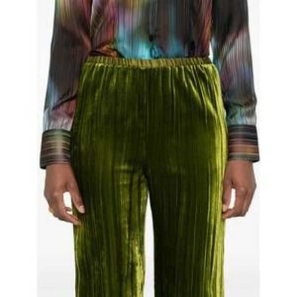 NEW FORTE FORTE pliss velvet flare pants in felce - Picture 4 of 5